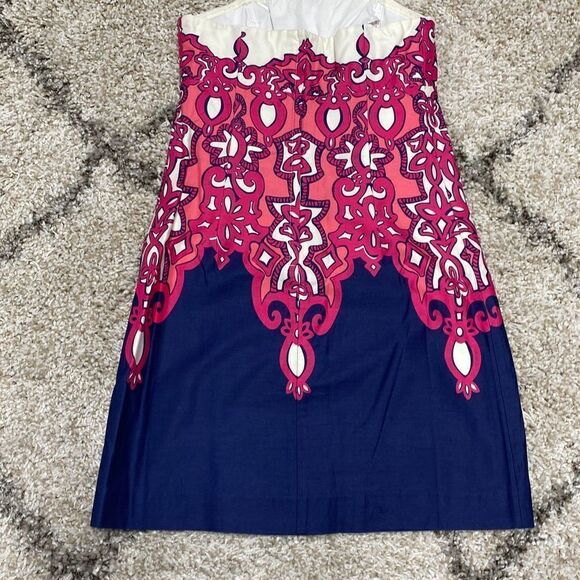 Lilly Pulitzer Bowen Pink & Navy Strapless Dress Size 0 - Picture 5 of 9